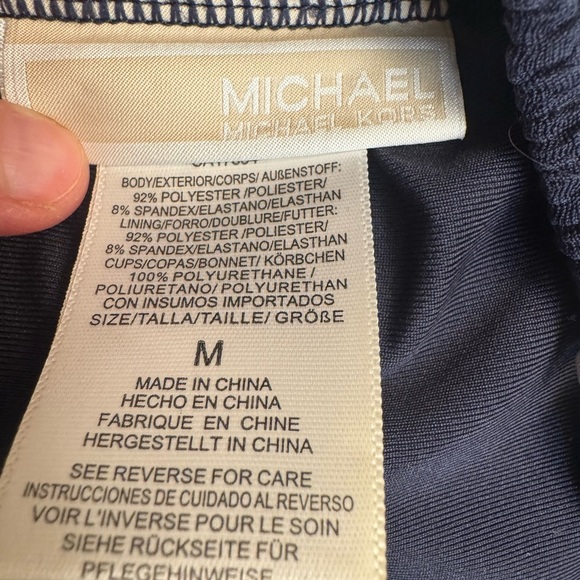 MICHAEL MICHAEL KORS Navy Blue RuchedTop Bandeau Padded Bikini Top Size Medium - Picture 13 of 15